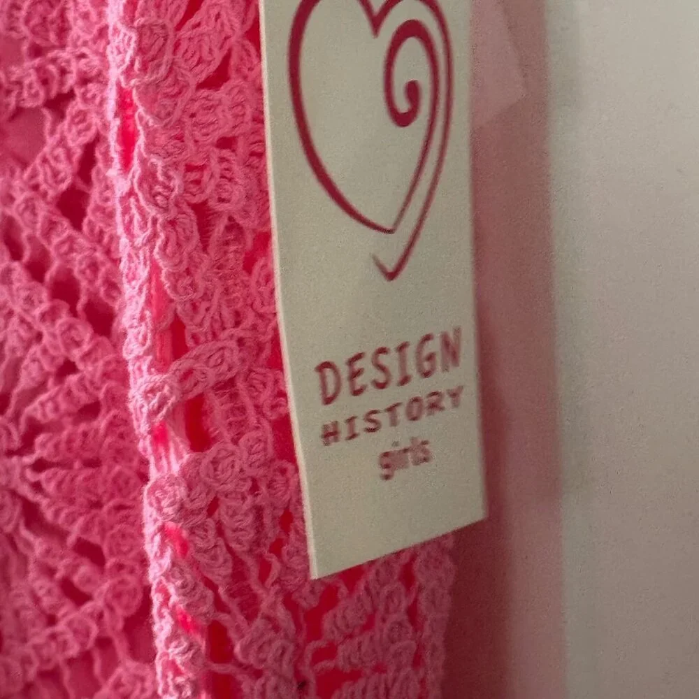 New Design History Girls Pink Crochet Dress Size L Large